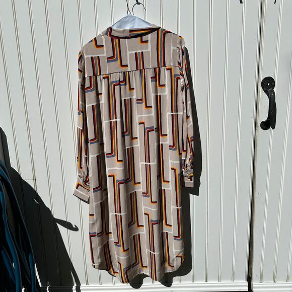 Rachel Comey Upland Dress 100% Silk Rainbow Print Tunic Shirt Dress Size 2 EUC - Picture 4 of 16